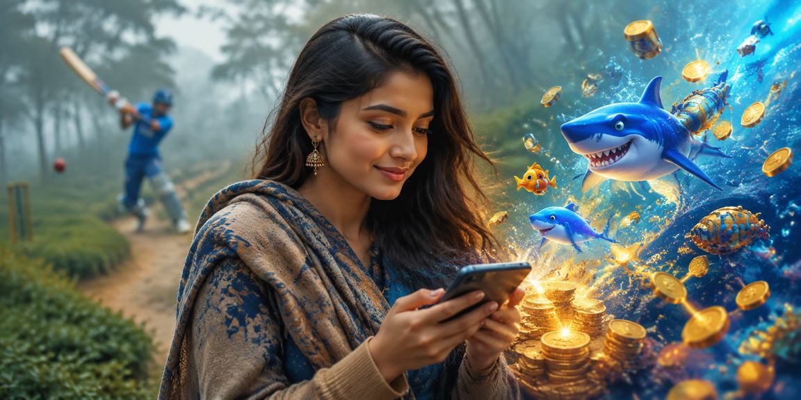 রংপুরের চা বাগানে মোবাইলে ক্রিকেট বেটিং উপভোগ করছেন একজন ব্যবহারকারী